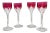 2000s Baccarat Harcourt Genova Ruby Crystal Stemmed Cordial Liqueur Shot Glasses- Set of 4 For Sale