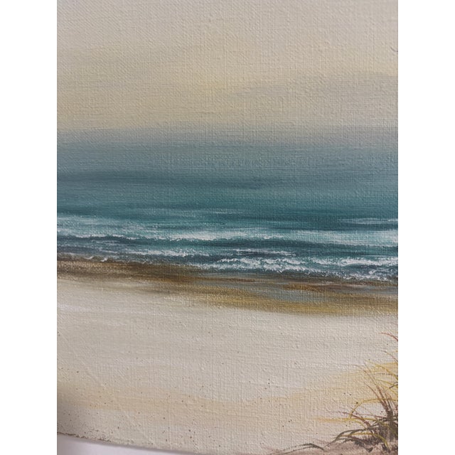 Textile Vintage Seascape Painting on Canvas For Sale - Image 7 of 10