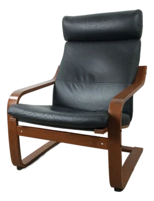 Mid Century Modern Style Bentwood Lounge Chair With Leather Seat and Cantilever Base