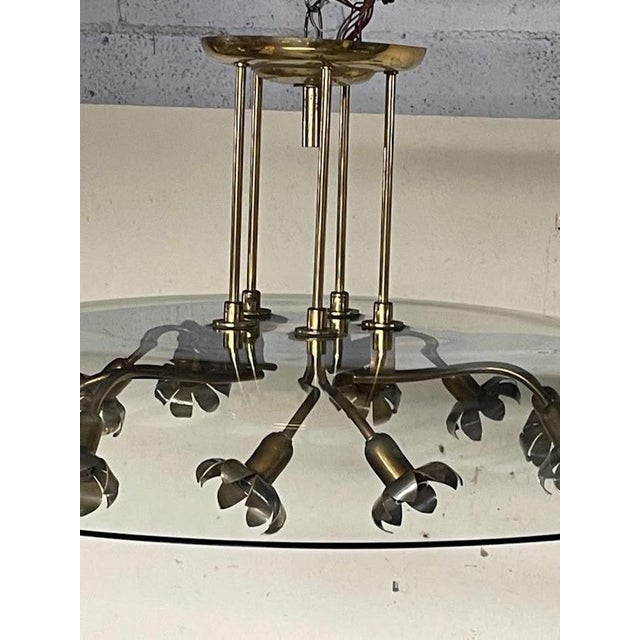 Glass and Brass Chandelier attributed to Pietro Chiesa for Fontana Arte, 1940s For Sale - Image 11 of 18
