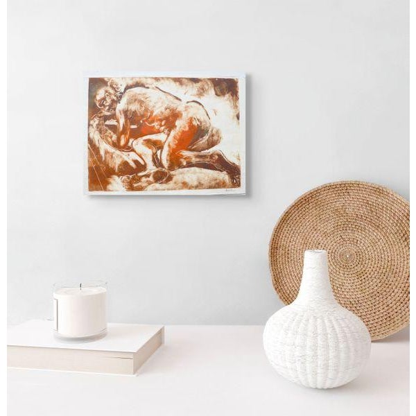 FREE shipping: Original painting on paper , a portrait of a man in reclining, painted in an atelier in France. This...