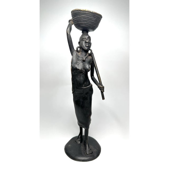 Tribal Tribal Female Solid Bronze Finish Figurine For Sale - Image 3 of 12