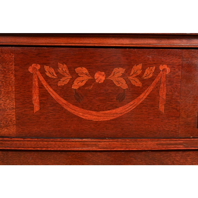 Federal Inlaid Mahogany Bow Front Highboy Dresser by National Furniture, Circa 1960s For Sale - Image 9 of 14