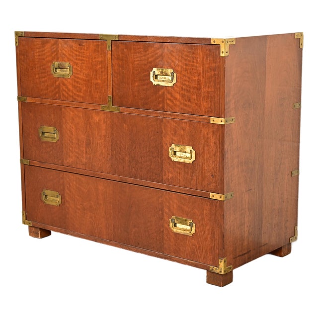 Michael Taylor for Baker Furniture Hollywood Regency Campaign Walnut Dresser Chest, 1960s For Sale