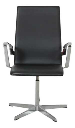 3273 Oxford Chair in Black Aura Leather by Arne Jacobsen
