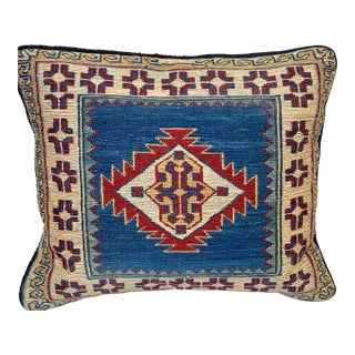 Handwoven Kilim Textile Accent Pillow – Geometric Tribal Design, Down Insert For Sale