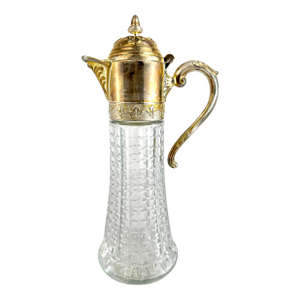 1960s Mid-Century Italian Cut Glass and Silverplate Claret Jug
