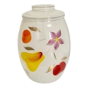 Vintage Bartlett Collins Milk White Glass Cookie Jar