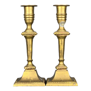 Pair of Antique French Brass Candlestick Holders