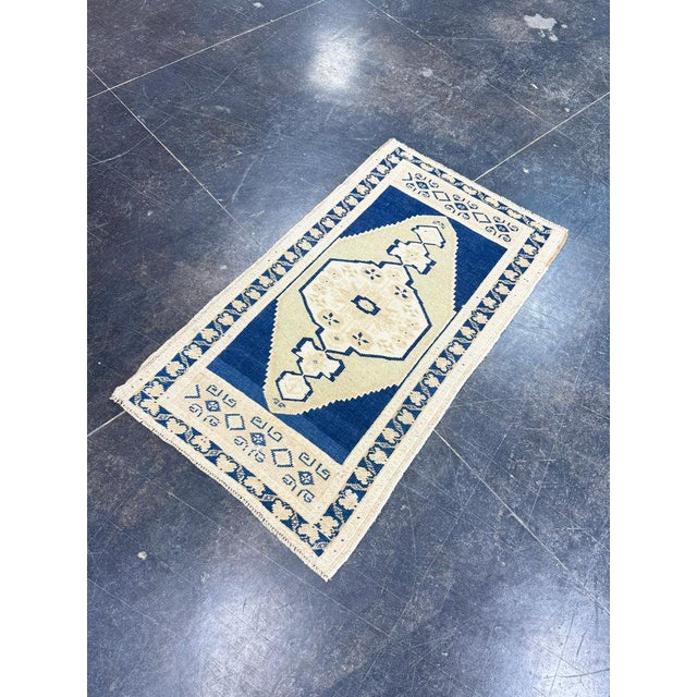 Early 21st Century Turkish Mini Rug Oriental Hand Knotted Vintage Rug 1'10" x 3'2" #17725 For Sale - Image 5 of 8