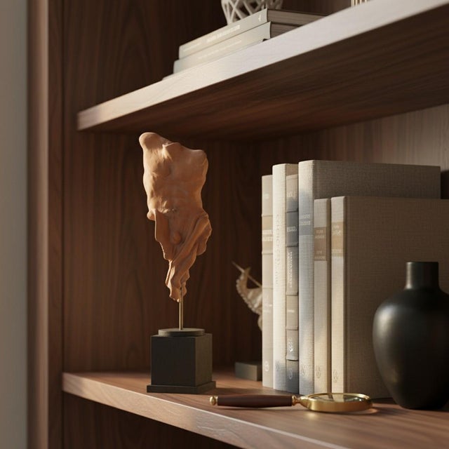 Figurative Campbell G Paxton Signed Contemporary Clay Figurative Sculpture-Wood Base-Modern For Sale - Image 3 of 11