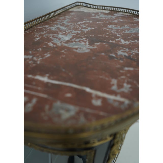 Vintage Louis XV Style Brass & Ebony Marble Top Vitrine Curio Cabinet For Sale - Image 13 of 16