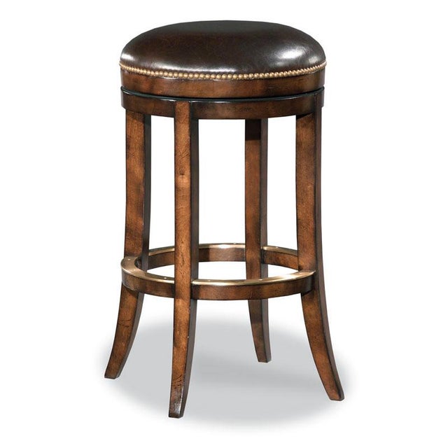Transitional Swivel Bar Stool in Brown For Sale - Image 3 of 3