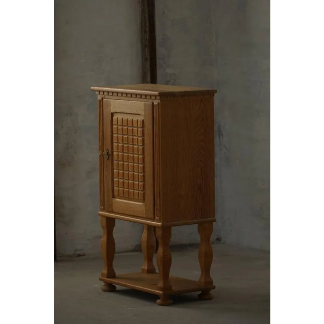 Mid-Century Modern Sculptural Carved Oak Cabinet, Denmark, 1950s For Sale - Image 11 of 18