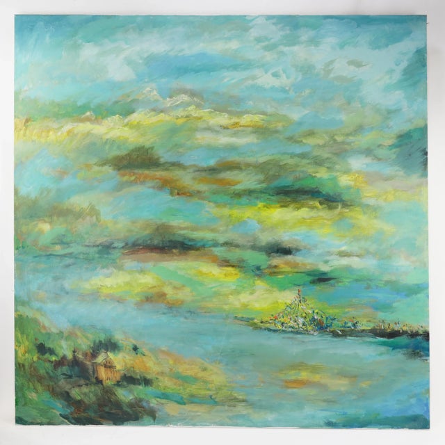 Vintage Abstract Landscape Painting With Dreamlike Color Palette For Sale - Image 9 of 9