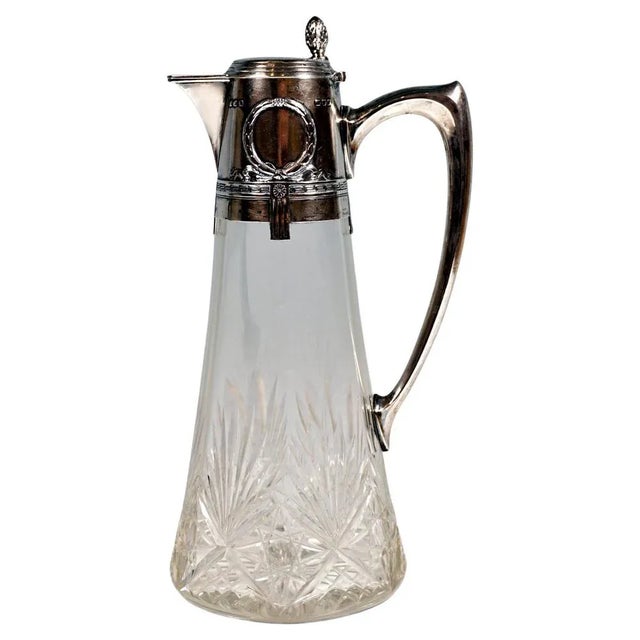 Metal Art Nouveau Glass Carafe with Silver Fitting by Wilhelm Binder, Germany, 1890s For Sale - Image 7 of 7