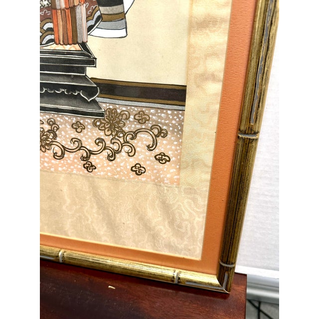 1970s 70s Ancestral Portraits on Silk, a Pair For Sale - Image 5 of 11