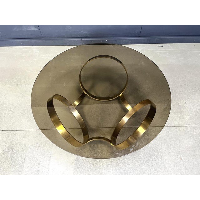 Vintage Brass Coffee Table with Glass by Knut Hesterberg, 1970s For Sale - Image 11 of 15