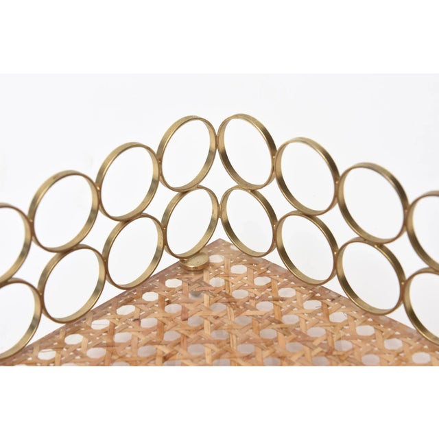 1970s Vintage Christian Dior Style Brass and Caned Square Tray Italian For Sale - Image 5 of 10