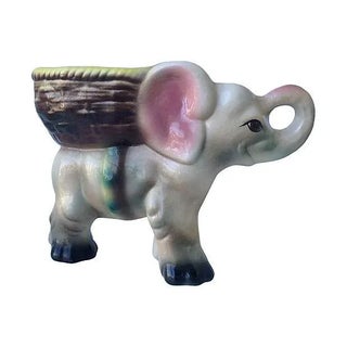 1950's Ceramic Glazed Elephant Plant Holder For Sale