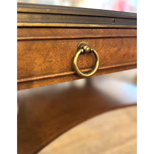 1950s Vintage Baker Furniture Neoclassical Single Drawer Walnut Table - Original Condition - 1955 For Sale In Miami - Image 6 of 11
