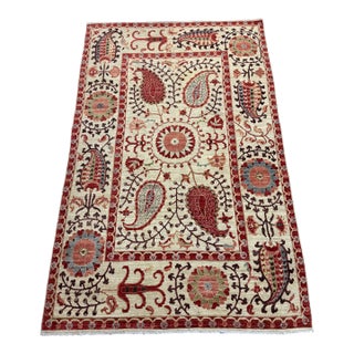 5ft X 7ft 10in Yildiz Suzani Hand Knotted Area Rug For Sale