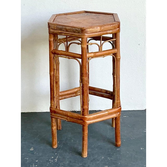 Vintage Bamboo Hexagonal Plant Stand For Sale - Image 10 of 14