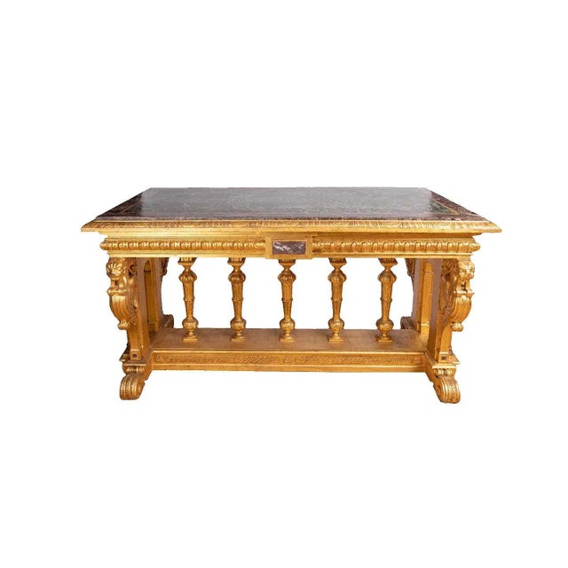 19th Century Renaissance Style Giltwood and Marble Console Table For Sale - Image 8 of 8
