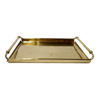 Brass Rectangular Handled Serving Tray For Sale