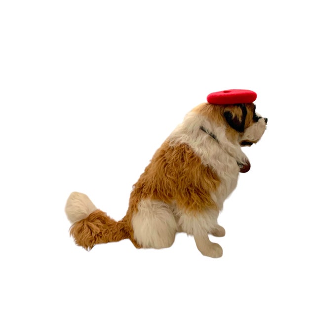 Brown Late 20th Century Custom-Made French St. Bernard Stuffed Fur Dog Sculpture, 17"h For Sale - Image 8 of 10
