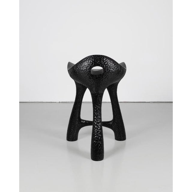 Tripod Stool in Black-Stained and Varnished Ash by Maxime Goléo For Sale - Image 6 of 13