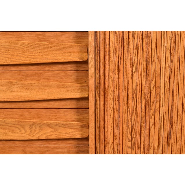 Brown Harold Schwartz for Romweber Mid-Century Modern Sculpted Oak Tambour Door Dresser or Credenza, 1950s For Sale - Image 8 of 12