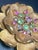 1950s Florenza MCM Multi-Tiered, Botanical Floral Brooch Green and Pink Stones For Sale - Image 5 of 5