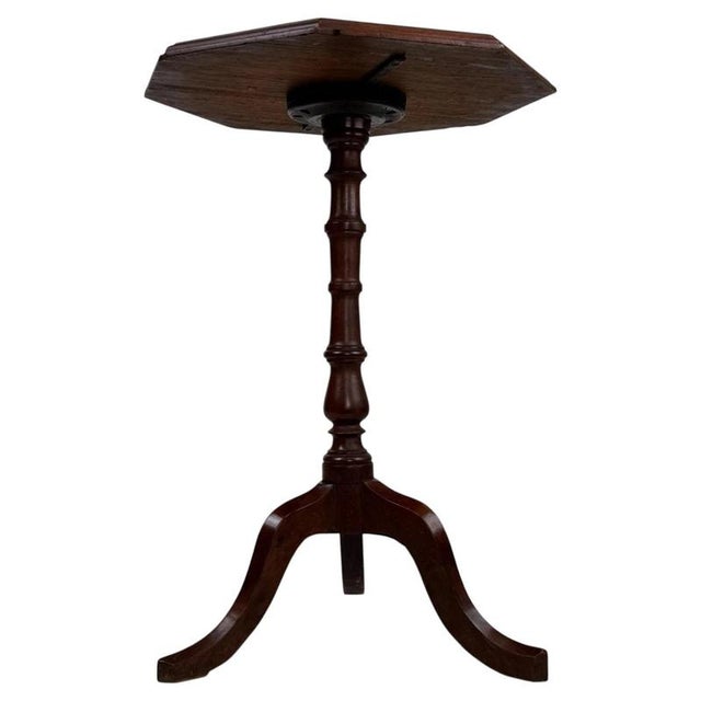Wood 19th Century English Octagonal Mahogany Tripod Side Table For Sale - Image 7 of 7