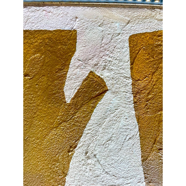 Contemporary abstract painting on canvas. Framed in a locally crafted gold frame R.K. Red believes there is nothing better...