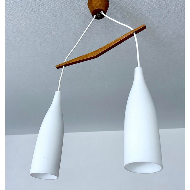 Scandinavian Pendant Light in Teak and Glass, 1960s For Sale - Image 15 of 15