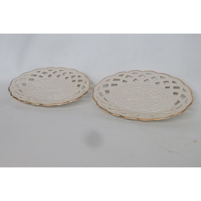 Mid 20th Century Lenox China Wicker Candy Servers Pair of 2 Porcelain Dishes 24k Gold Trim 4933b For Sale - Image 5 of 15