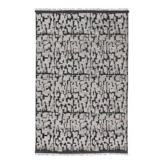 Keivan Woven Arts Large Moroccan Contemporary Rug in White and Black 9'10 X 15'2 For Sale