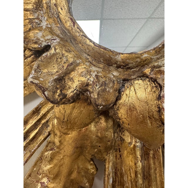 Wood Contemporary Neo Baroque Style Giltwood Sunburst Mirror For Sale - Image 7 of 12