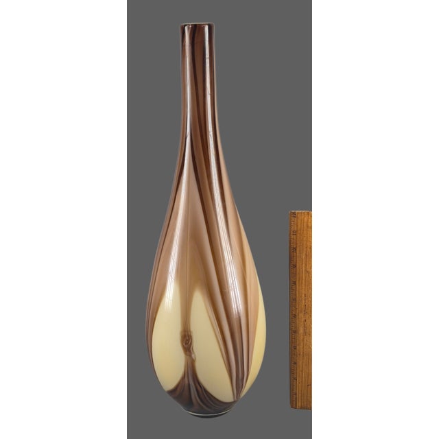 Stunning Mid-Century-Modern Hand-Blown Art Glass Earth Tones Tall 22'' Vase For Sale - Image 6 of 12
