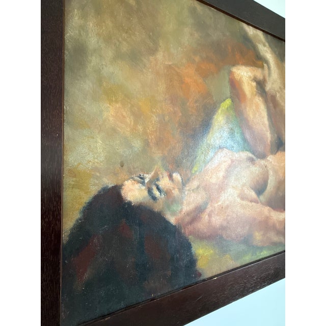 Vintage Thelma Thal Signed Mid-Century Modernist Nude Oil Painting For Sale - Image 4 of 6