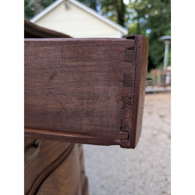 Wood Antique French Provincial Quartersawn Oak Serpentine Chest of Drawers, C. Early 1900s For Sale - Image 7 of 8