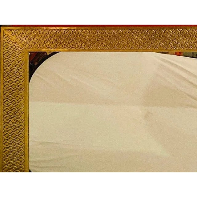 Brass Modern Brass Floor or Console Mirror Hand Hammered Diamond Riveted Design For Sale - Image 8 of 12