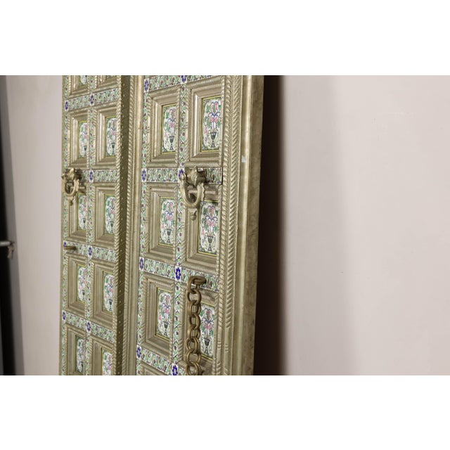 Pair of Antique Indian Decorative Panels with Painted Tin Insets For Sale - Image 18 of 18
