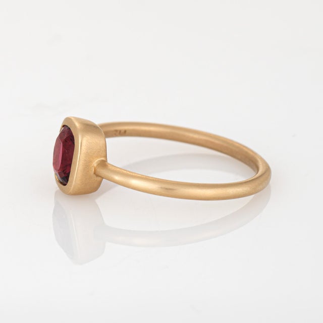 Early 21st Century 0.86ct Burma Red Spinel Ring Sz 6.5 Estate 14k Gold Stacking Band Fine Jewelry For Sale - Image 5 of 6
