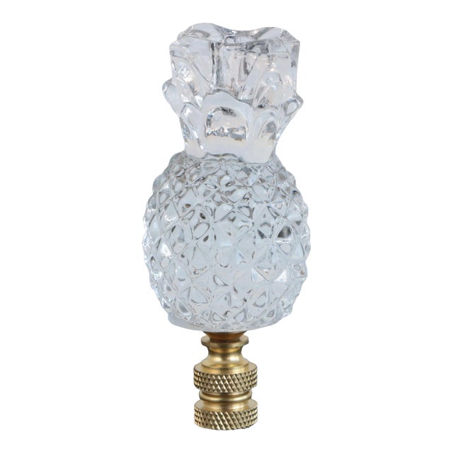Crystal Pineapple Lamp Finial on Brass Hardware For Sale