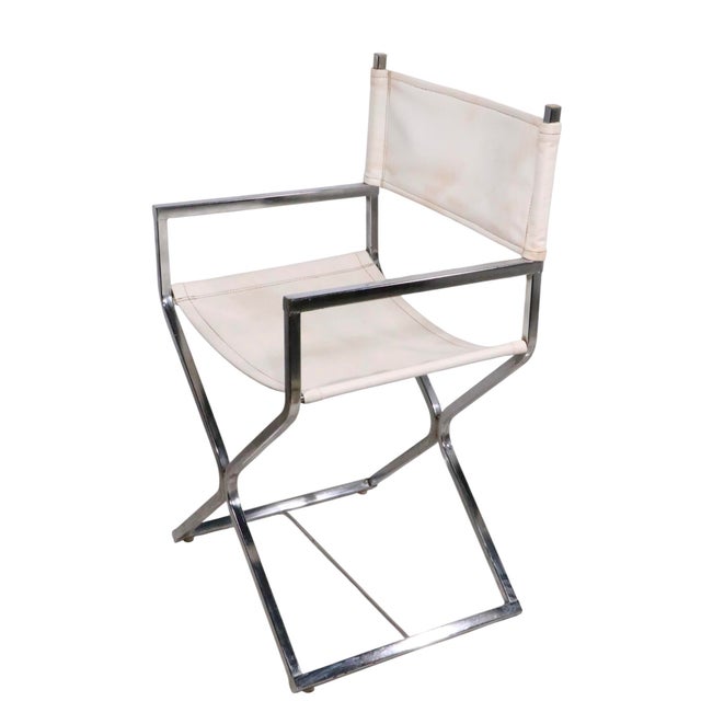 Mid 20th Century Hollywood Regency Chrome and Vinyl Directors Chairs In For Sale - Image 18 of 18