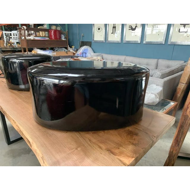 Large Pouf Ottoman – Black Faux Patent Leather Finish Add a bold statement to your space with this Fabulous Black Faux...