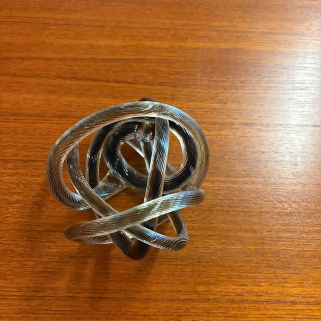Vintage Ribbed Hand Blown Smoky Art Glass Knot Sculpture For Sale - Image 4 of 17