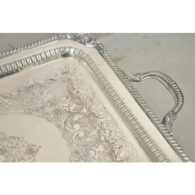 Metal Antique English Victorian Rectangular Silver Plated Platter Bar Tray on Paw Feet For Sale - Image 7 of 11